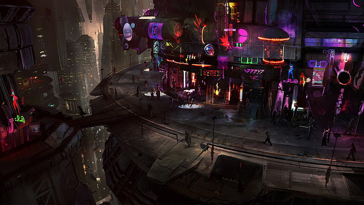 Screenshot del gioco Final Fantasy, cyberpunk, fantascienza, città futuristica e futuristica, Star Wars, Star Wars 3030 Concept Art, steampunk, Sfondo HD