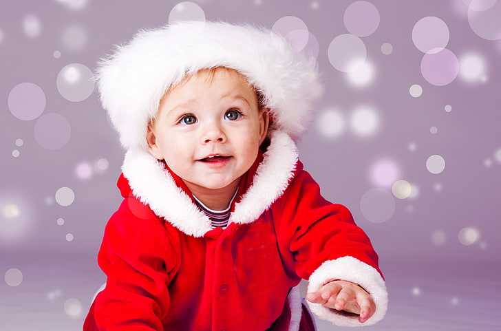 Cute boy, Costume, Santa boy, HD wallpaper