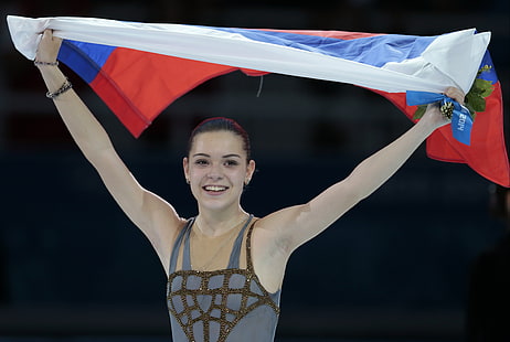 ความสุข, ทอง, ธง, สเก็ตลีลา, รัสเซีย, โซซี 2014, การแข่งขันกีฬาโอลิมปิกฤดูหนาวครั้งที่ XXII, นักสเก็ต, แชมป์, กีฬาโอลิมปิกฤดูหนาวปี 2014 ที่โซชี, Adelina Sotnikova, โอลิมปิก, วอลล์เปเปอร์ HD HD wallpaper