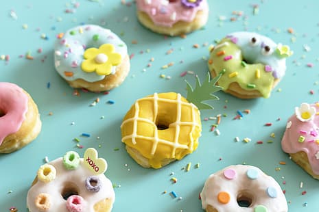  food, sweets, colorful, donut, donuts, HD wallpaper HD wallpaper