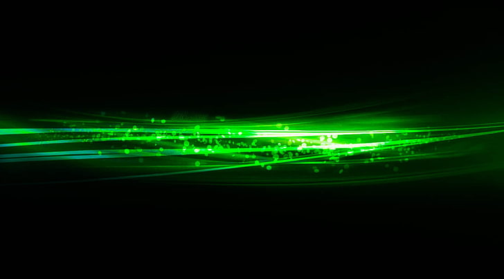 green and black LED light, abstract, artwork, HD wallpaper