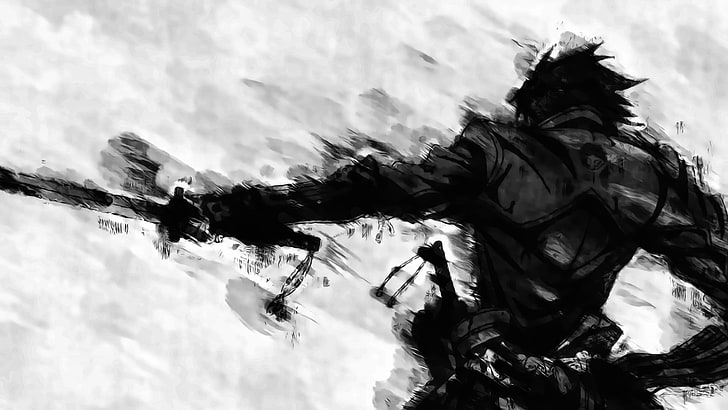 Silhouette eines Mannes mit Schwert Illustration, Anime, Drifters, Toyohisa Shimazu, HD-Hintergrundbild