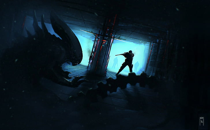 xenomorph horror science fiction artwork alien movie, HD wallpaper
