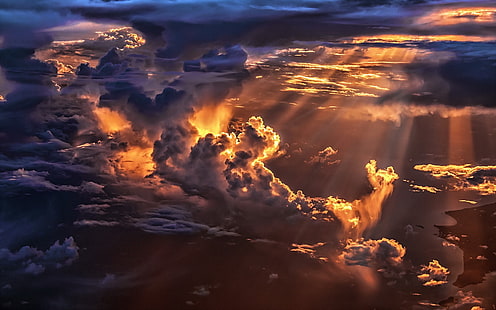เมฆขาวธรรมชาติท้องฟ้าเมฆแสงแดดมุมมองตานก, วอลล์เปเปอร์ HD HD wallpaper