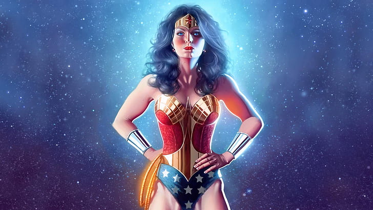 Wonder Woman HD, america, flag, night, rope, stars, tiara, wonder, wonder woman, HD wallpaper