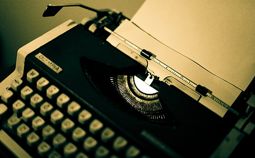 Máquina de escribir antigua, máquina de escribir en blanco y negro, vintage, Fondo de pantalla HD HD wallpaper