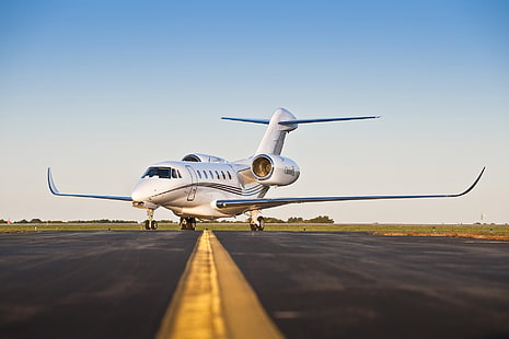 белый частный самолет, Cessna Aircraft, самый быстрый, бизнес-джет, гражданский, Citation X, HD обои HD wallpaper