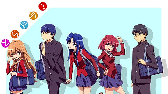 Toradora!, anime girls, anime, Kushieda Minori, school uniform, Aisaka Taiga, Kawashima Ami, HD wallpaper HD wallpaper