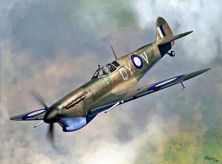 مقاتلة ، Supermarine Spitfire ، RAAF ، Spitfire Mk.Vc/trop ، Spitfire Mk.V، خلفية HD