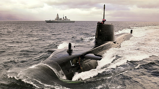 militar, submarino, marinha, submarino de classe astuto, marinha real, destruidor, navio, HD papel de parede HD wallpaper