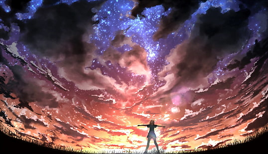 Person auf Gras digitale Tapete, Anime, Ihre Lüge im April, Kaori Miyazono, HD-Hintergrundbild HD wallpaper