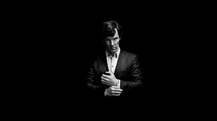 tło, minimalizm, czarne tło, Benedict Cumberbatch, Sherlock, Sherlock BBC, Sherlock Holmes, Sherlock (serial telewizyjny), Tapety HD