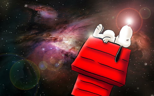 Space Time Thought ... 42 !, Comic, Weltraum, Cartoon, Snoopy, Erdnüsse, Charlie Brown, 3d und abstrakt, HD-Hintergrundbild HD wallpaper