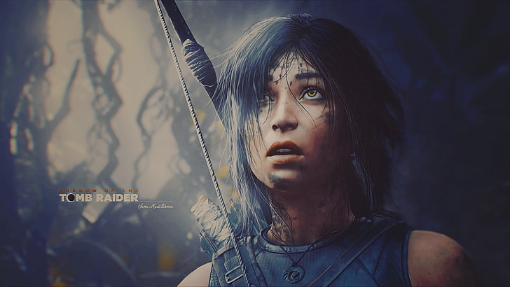 Lara Croft, Tomb Raider, Shadow of the Tomb Raider, femmes, personnages de jeux vidéo, levant les yeux, jungle, Fond d'écran HD