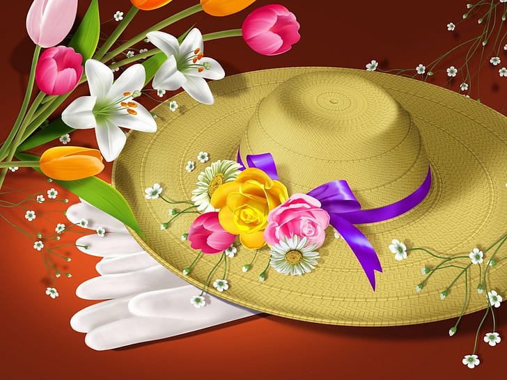 ฝากระโปรงอีสเตอร์ easter bonnet .jpg บทคัดย่อศิลปะ HD อื่น ๆ , ดอกไม้, ฤดูใบไม้ผลิ, อีสเตอร์, ฝากระโปรง, วอลล์เปเปอร์ HD