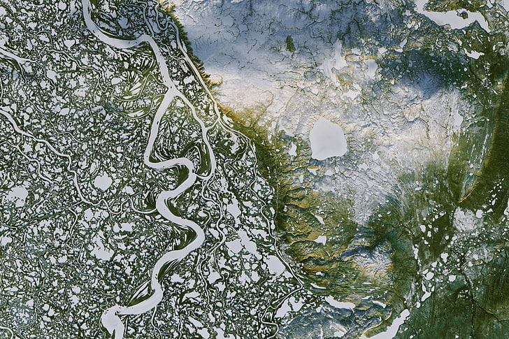 كندا، نهر، منظر جوي، خلفية HD