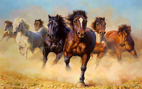 Животни Диви коне Галоп Hd Тапет 3840 × 2400, HD тапет HD wallpaper