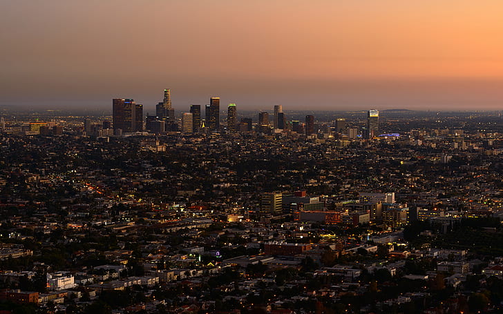Los Angeles byggnader skyskrapor LA HD, stadsbyggnader, byggnader, stadsbild, skyskrapor, la, los, angeles, HD tapet