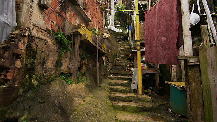 callejón, escaleras, calle, chabolas, río de janeiro, chabolas, favela, río, sudamérica, Fondo de pantalla HD