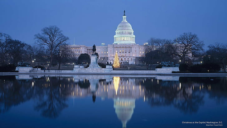Christmas at the Capitol, Washington, D.C., Holidays, HD wallpaper