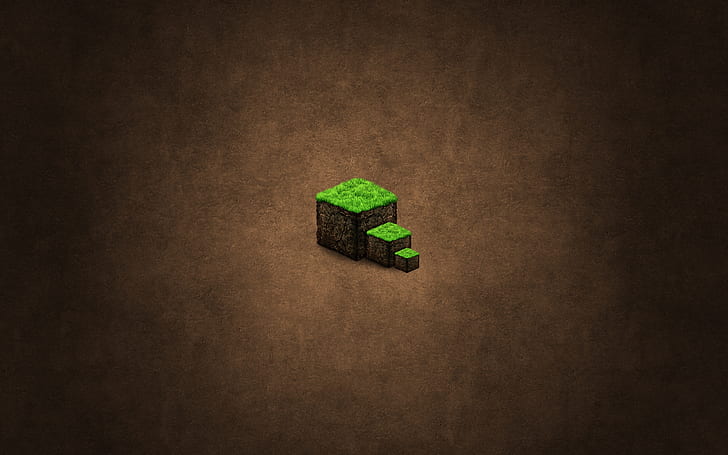 Minecraft Green Cubes, blue and brown minecraft illustration, cubes, grass, HD wallpaper