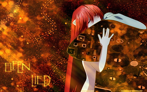 Fondo de pantalla de Elfen Lied, Anime, Elfen Lied, Eflen Lied, Lucy (Elfen Lied), Naranja, Rojo, Fondo de pantalla HD HD wallpaper