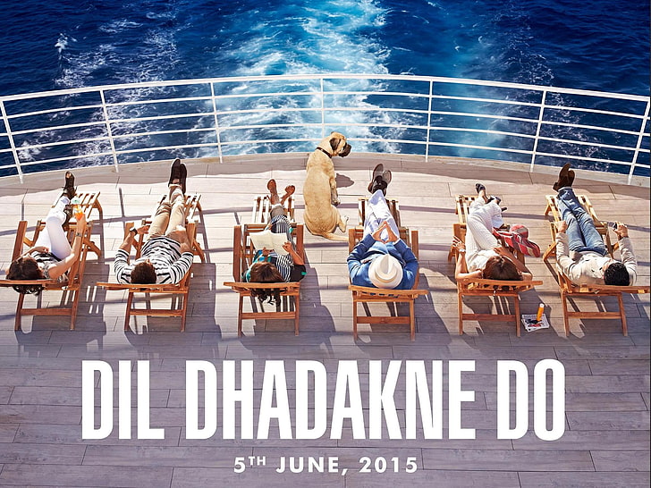 Dil Dhadakne Do First Look, brown wooden lounge chair with text overlay, Movies, Bollywood Movies, bollywood, 2015, HD wallpaper
