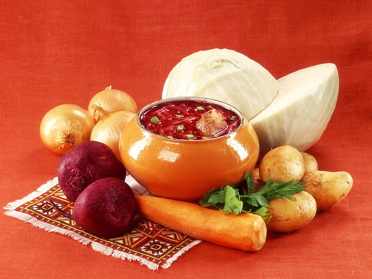 verschiedene Gewürze, Borschtsch, Gemüse, Suppe, HD-Hintergrundbild