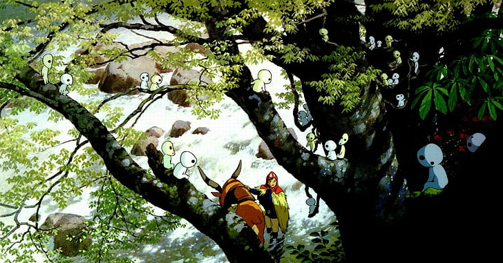 قام استوديو جيبلي توتورو جاري توتورو بإطلاق العواءات المتحركة بقلعة كيكيس خدمة توصيل الأميرة مونونوكي، خلفية HD