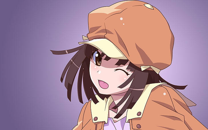 Sengoku Nadeko, Monogatari-Serie, Anime-Mädchen, zwinkert, HD-Hintergrundbild