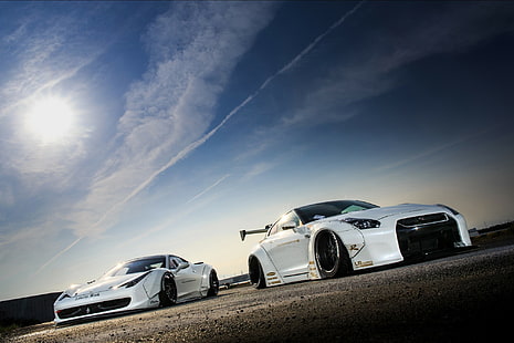 Nissan GTR, Ferrari, Ferrari 458 Italia, LB Performance, Super Car, วอลล์เปเปอร์ HD HD wallpaper