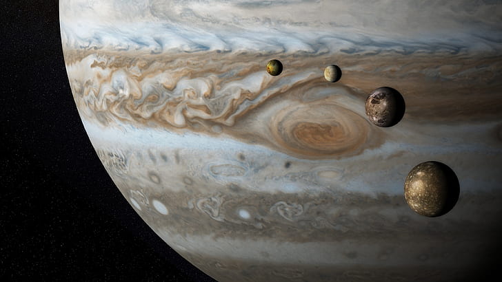 planet, Europe, Jupiter, satellites, Ganymede, Callisto, HD wallpaper