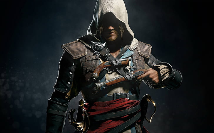 Assassins Creed IV Black Flag, мужской персонаж ассасина, HD обои