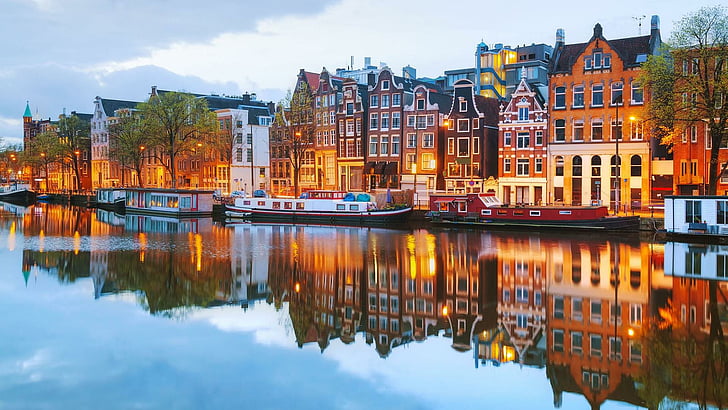 Canal, reflection, waterway, amsterdam, netherlands, europe, HD wallpaper |  Wallpaperbetter