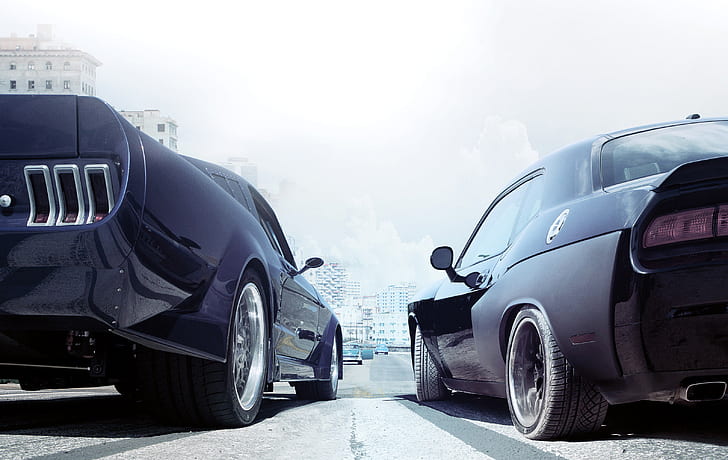 สปอร์ตคูเป้สีดำสองคันรถแข่ง The Fate of the Furious Fast & Furious 8, วอลล์เปเปอร์ HD