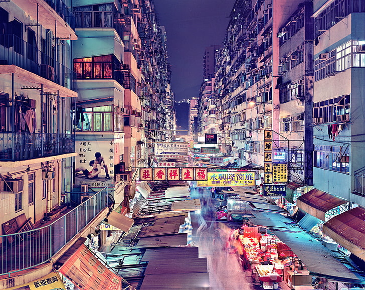 gente, comida, Hong Kong, neón, China, centro de la ciudad, apartamentos, tiendas, vida, restaurantes, Fondo de pantalla HD