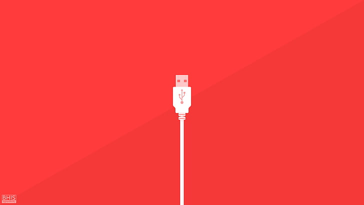usb minimalis warna merah selektif teknologi karya seni digital seni, Wallpaper HD