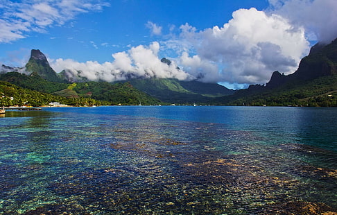 Cook's Bay Moorea Południowy Pacyfik, wulkan, plaża, wyspa, tahiti, moorea, cooks-bay, polinezja, egzotyczny, raj, wulkany, francuski, Tapety HD HD wallpaper