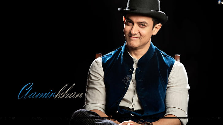 aamir, actor, bollywood, cool, hat, hindistan, india, khan, male, smile, HD wallpaper