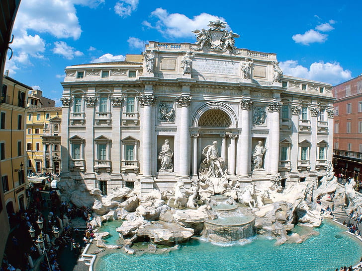 Rome, fontaine de trevi, Italie, Fond d'écran HD