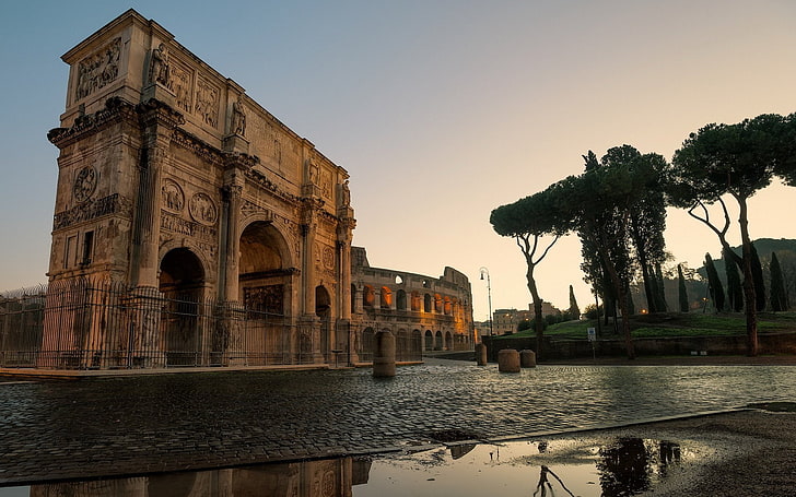 Monumentos, Arco de Constantino, Arco, Arquitectura, Coliseo, Columnas, Italia, Roma, Ruina, Fondo de pantalla HD