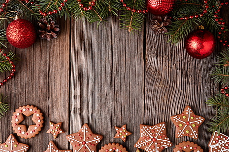 Ghirlanda e biscotti su transpallet, Capodanno, biscotti, Natale, torte, dolci, Natale, glassa, decorazione, Pan di zenzero, Allegri, Sfondo HD HD wallpaper