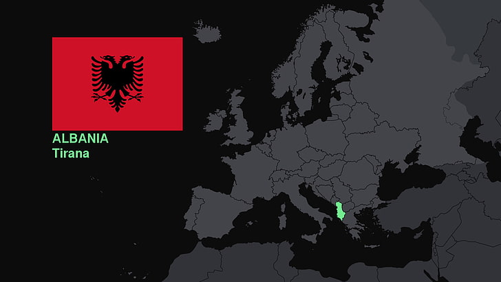 Албания, карта, флаг, Европа, HD обои