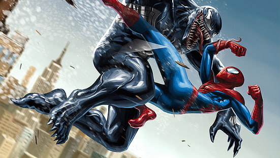  Marvel, Venom, Peter Parker, Spider Man, Eddie Brock, Comics Art, HD wallpaper HD wallpaper
