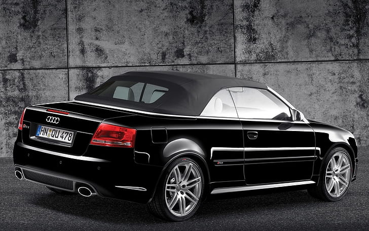 Audi RS 4 Cabriolet negro trasero y lateral 2008, audi cabrio, audi a4, Fondo de pantalla HD