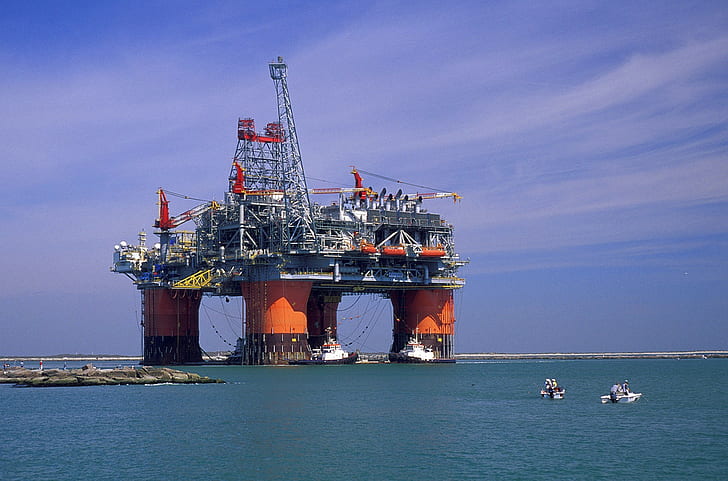 Africa, oil platform, oil rig, sea, HD wallpaper