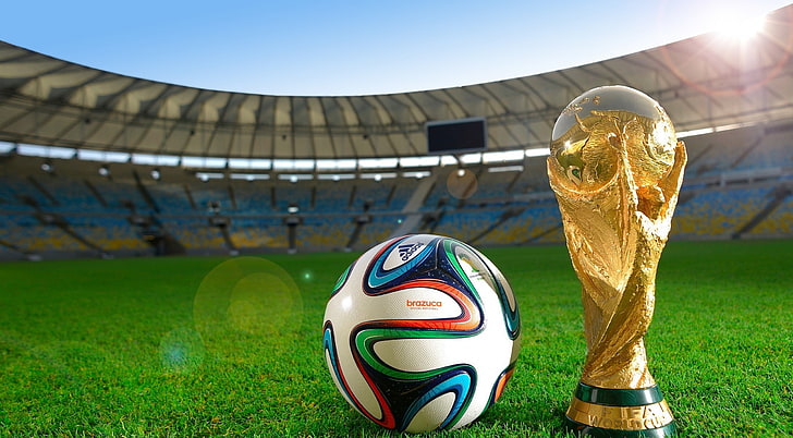 第20回FIFAワールドカップ、黒、白、緑、紫のサッカーボール、スポーツ、サッカー、世界、FIFA、ワールドカップ、スタジアム、ブラジル、2014年、第20 FIFAワールドカップ、 HDデスクトップの壁紙