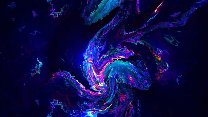 azul, abstación, arte abstracto, arte fractal, Fondo de pantalla HD