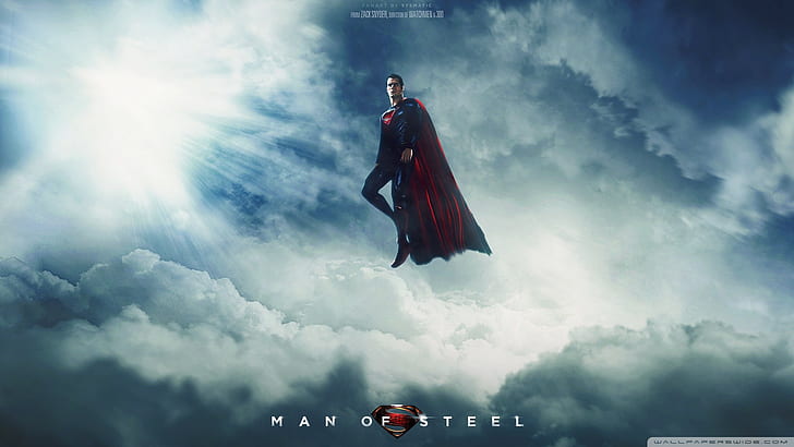 Man of Steel Superman Henry Cavill Sunlight Clouds HD, супер-човек 3d илюстрация, филми, облаци, слънчева светлина, човек, супермен, стомана, Хенри, Cavill, HD тапет