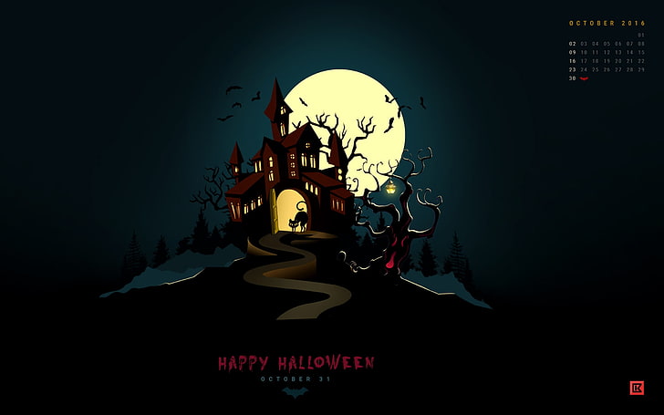 Sfondo di Calendario Happy Halloween-Ottobre 2016, Sfondo HD